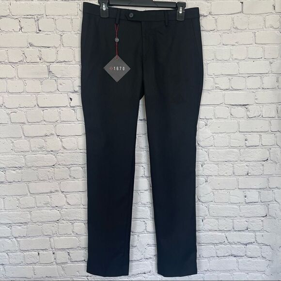 Men’s Slim Fit Black Suit Pants - Picture 3 of 8